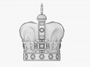 Gold Crown With Gems And Velvet 02 3D Model