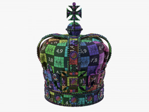 Gold Crown With Gems And Velvet 02 3D Model