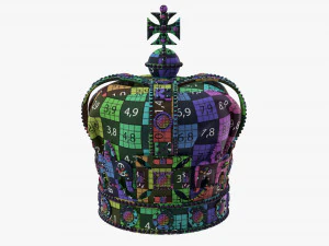 Gold Crown With Gems And Velvet 02 3D Model