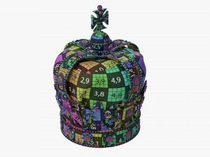 Gold Crown With Gems And Velvet 02 3D Model