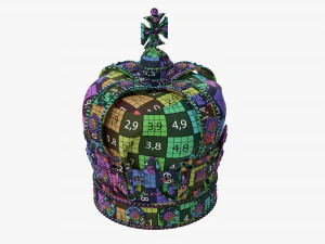 Gold Crown With Gems And Velvet 02 3D Model