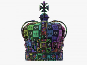 Gold Crown With Gems And Velvet 02 3D Model