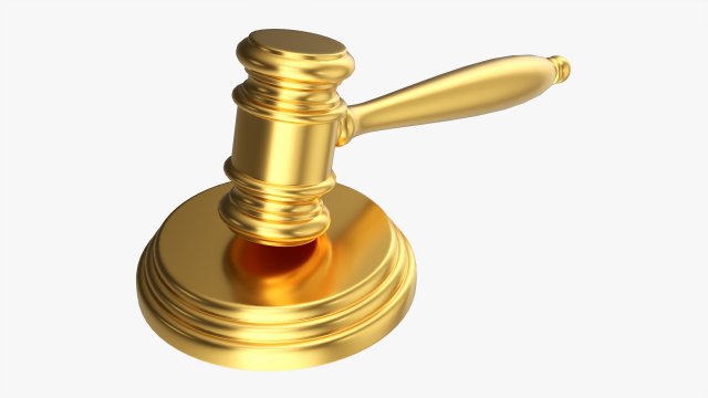 Judges Gavel 03 Gold Model 3D .c4d .max .obj .3ds .fbx .stl .blend 