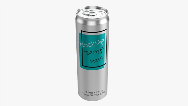 Mega Sleek Beverage Can 591 Ml 20 Oz 3D Model .c4d .max .obj .3ds .fbx .stl .blend 