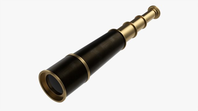 Old Brass Spyglass 3D Model .c4d .max .obj .3ds .fbx .stl .blend 
