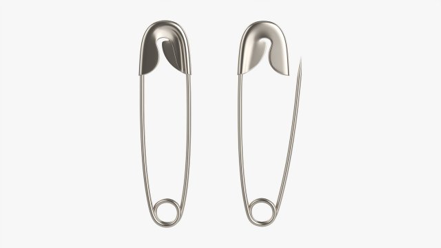 Safety Pins Locked And Open Modello 3D .c4d .max .obj .3ds .fbx .stl .blend 
