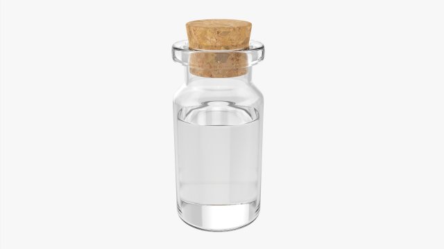 Small Glass Bottle With Cork 3D Model .c4d .max .obj .3ds .fbx .stl .blend 