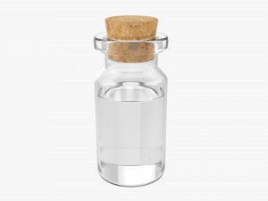 Small Glass Bottle With Cork 3D Model