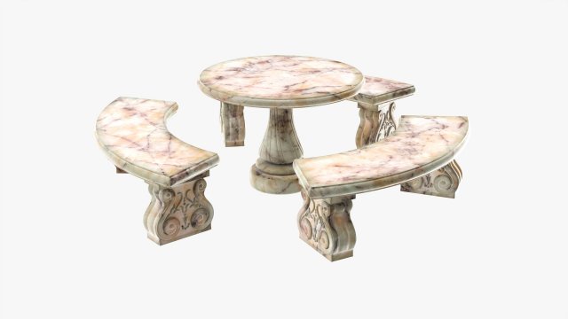 Stone Garden Furniture Set 3Dモデル .c4d .max .obj .3ds .fbx .stl .blend 