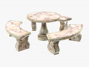 Stone Garden Furniture Set 3D Model