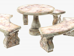 Stone Garden Furniture Set 3Dモデル