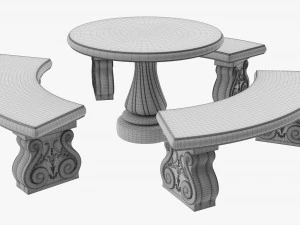 Stone Garden Furniture Set 3D Model