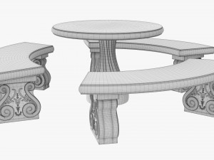 Stone Garden Furniture Set 3Dモデル