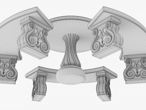 Stone Garden Furniture Set 3Dモデル