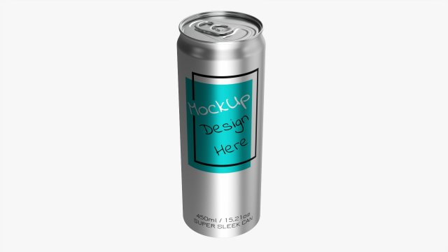 Super Sleek Beverage Can 450 Ml 1521 Oz 3D मॉडल .c4d .max .obj .3ds .fbx .stl .blend 