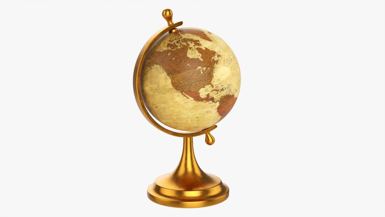 Vintage Decorative Table Globe 3D Model .c4d .max .obj .3ds .fbx .stl .blend 