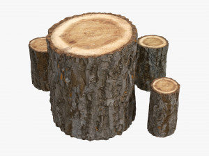 Wooden Garden Furniture Set 01 3D Model