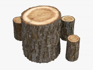 Wooden Garden Furniture Set 01 3D Model