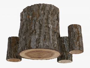 Wooden Garden Furniture Set 01 3D Model