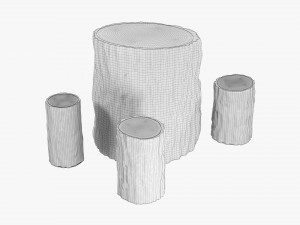 Wooden Garden Furniture Set 01 3D Model