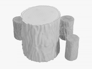Wooden Garden Furniture Set 01 3D Model