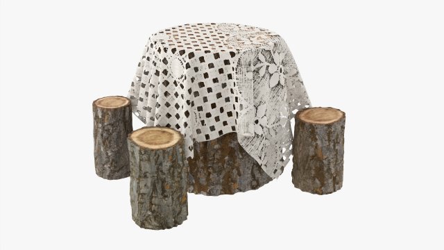 Wooden Garden Furniture Set 02 Model 3D .c4d .max .obj .3ds .fbx .stl .blend 