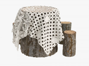 Wooden Garden Furniture Set 02 Model 3D