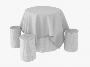 Wooden Garden Furniture Set 02 Model 3D
