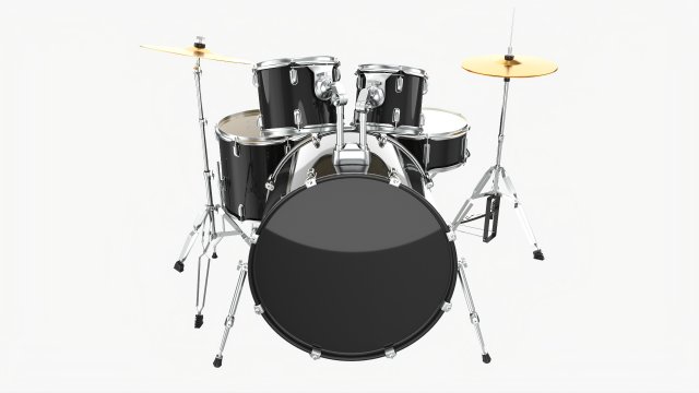Acoustic Drum Set 3D Модель .c4d .max .obj .3ds .fbx .stl .blend 