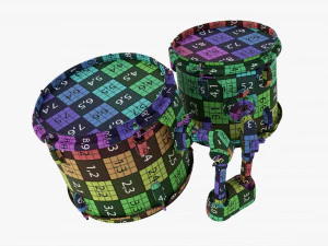 Acoustic Tom-Tom Drum Set 3D Model