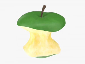 Apel Hijau yang Digigit Model 3D