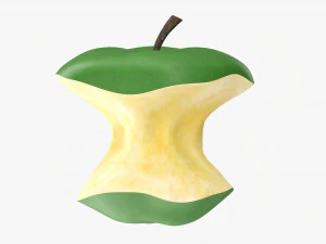 Apel Hijau yang Digigit Model 3D