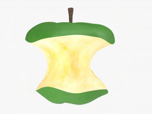 Apel Hijau yang Digigit Model 3D