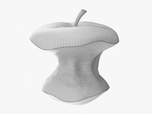 Apel Hijau yang Digigit Model 3D