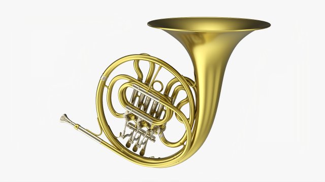 Brass Bell French Horn 3Dモデル .c4d .max .obj .3ds .fbx .stl .blend 
