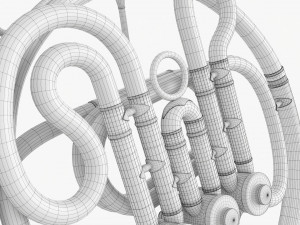 Brass Bell French Horn 3Dモデル