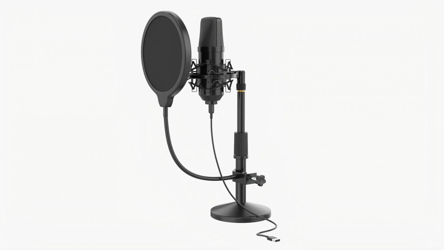 Cardioid Microphone With Stand Usb 3D Model .c4d .max .obj .3ds .fbx .stl .blend 