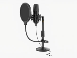 Microfono Cardioide Con Supporto Usb Modello 3D