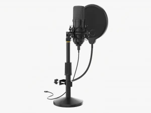 Cardioid Microphone With Stand Usb 3D Model
