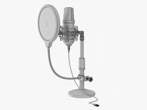 Cardioid Microphone With Stand Usb 3D Модель