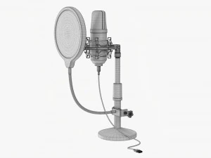 Cardioid Microphone With Stand Usb 3D Model