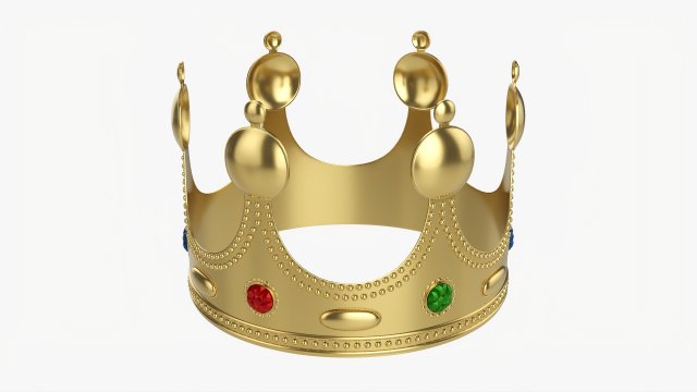 Gold Crown With Jewels 3D Model .c4d .max .obj .3ds .fbx .lwo .lw .lws