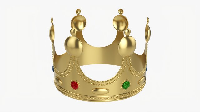 Gold Crown With Jewels 3D 模型 .c4d .max .obj .3ds .fbx .stl .blend 