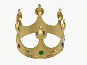 Gold Crown With Jewels 3D Model