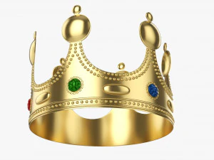Gold Crown With Jewels 3D Model