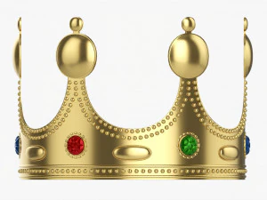 Gold Crown With Jewels 3D Model