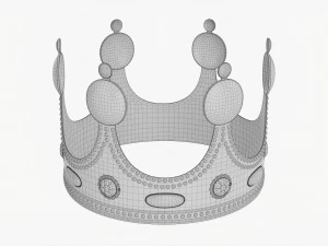 Gold Crown With Jewels 3D Model