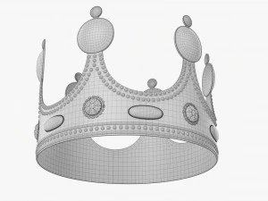 Gold Crown With Jewels 3D Model