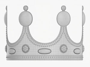 Gold Crown With Jewels 3D Model