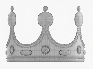 Gold Crown With Jewels 3D Model